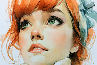 watercolor portrait painting, photo to watercolor art