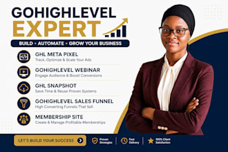 be your gohighlevel expert for sales funnel ghl webinar and  membership site