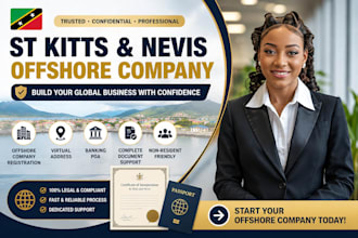 register a st kitts and nevis offshore company with virtual address, banking poa
