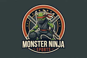 design monster ninja sport mascot logo within new concepts