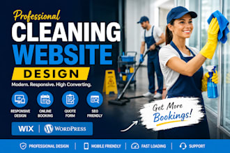 design wordpress cleaning website, janitorial wix website design, office website