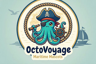 design an awesome cartoon pirate octopus mascot logo with express delivery