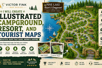 create illustrated campground, resort, and tourist maps