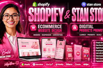 shopify digital products shopify ecomerce website promotion stan store marketing