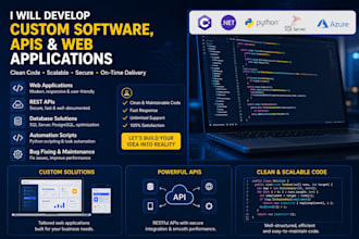 develop custom web applications, apis, scripts, and software solutions