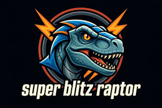 design a premium super blitz raptor mascot logo for your brand or esports team