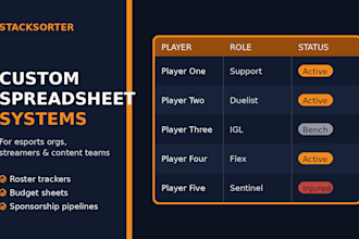 build a custom spreadsheet system for your esports org or team