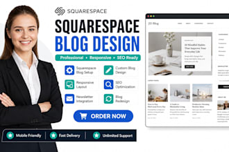build squarespace blog design SEO setup responsive website and custom layouts