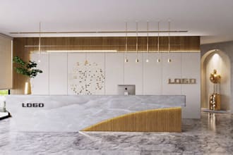 design lobby, reception, front desk and entrance interior