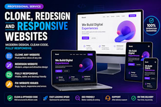 develop, clone, redesign, and fix responsive websites
