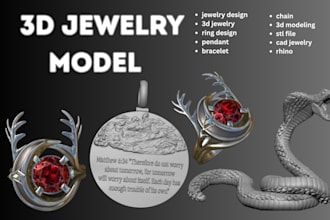 craete 3d ring, chain model, bracelet, jewelry 3d pendant model for 3d printing