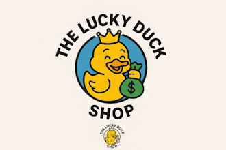 create modern duck shop logo with express delivery