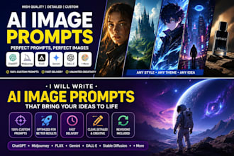 write professional ai image prompts for chatgpt, gemini