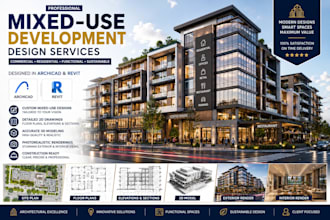 create archicad revit mixed use commercial and residential development designs