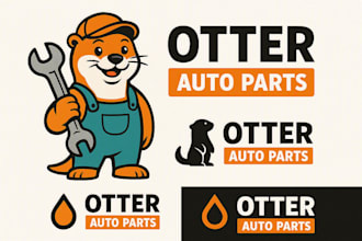 docreative otter autoparts logo with unlimited revisions