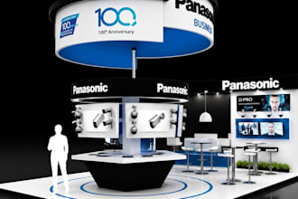 create a fast 3d exhibition booth design for your trade show
