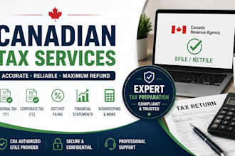 prepare and file canadian taxes, corporation tax t2, personal tax t1