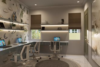design kids study room, home office, and bedroom 3d renders