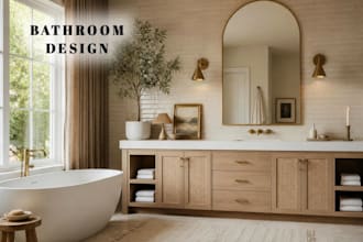 do bathroom interior design with realistic 3d renderings