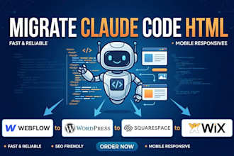 migrate claude code HTML to webflow claude wordpress wix claude to squarespace