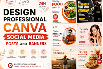 design professional canva social media post and banners