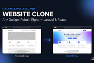 clone any website design with laravel and react