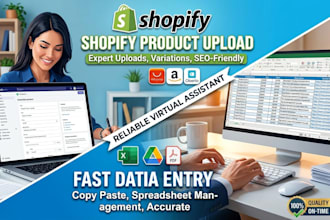 do shopify product upload and e commerce data entry copy paste job