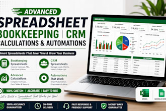 advanced spreadsheet, crm spreadsheet, bookkeeping, calculations and automations