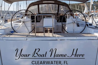 design custom boat lettering, boat name decal, and marine logo
