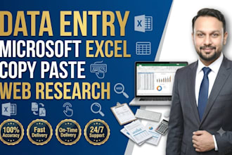 do accurate data entry, excel, copy paste, and web research
