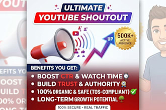 be your youtube channel video shoutout to 500k active people for growth