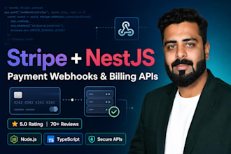 integrate stripe webhooks and payment apis in nestjs