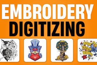 do embroidery digitizing and convert your logo to dst, pes, emb files