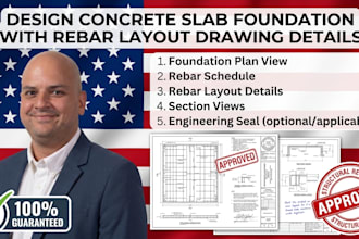 design concrete slab foundation with rebar layout drawing details