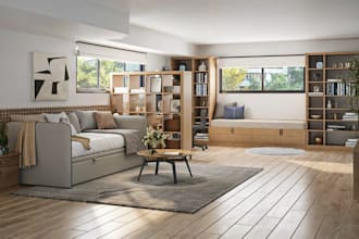 renovate basement interior, furniture design, minimalist apartment living render
