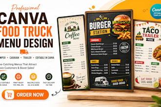 design canva camper caravan trailer food truck menu board price list