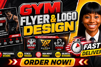 create a professional gym flyer, website, logo design