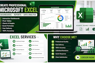 create professional microsoft excel dashboards, reports and data analysis
