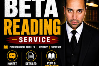 beta read your psychological thriller, mystery, suspense, or dark romance novel