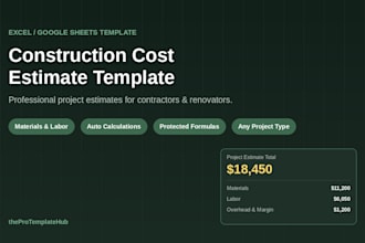 create a custom construction cost estimate spreadsheet