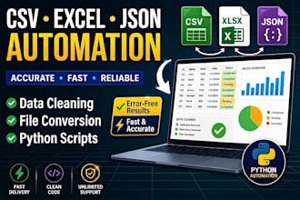 automate CSV excel json data processing and file conversion