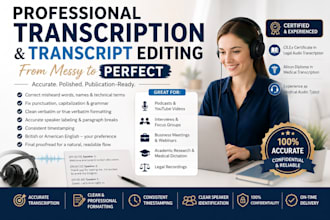 edit ai transcripts for accuracy, punctuation, and formatting