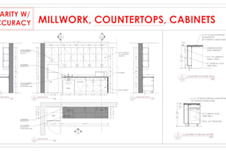 draft detailed kitchen cabinet and millwork shop drawings
