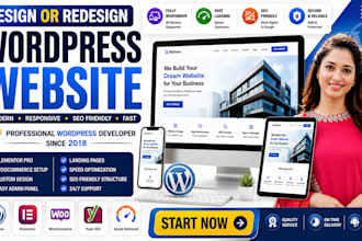 design redesign wordpress website and develop wordpress site