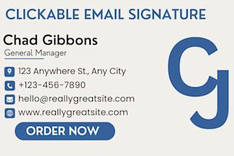 do clickable company html email signature with logo, editable animated email sig