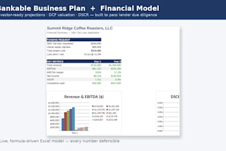 write a bankable business plan with financials