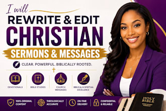 rewrite and edit christian sermons devotionals bible studies church messages
