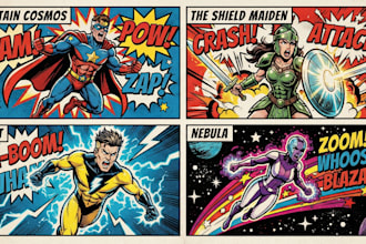 design amazing superhero pop art illustrations
