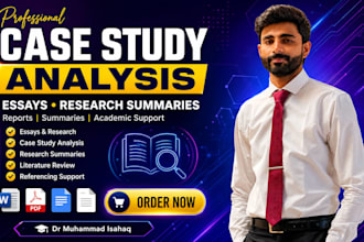 provide case study analysis, essays, research summaries