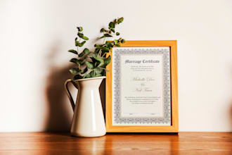 design a professional and elegant marriage certificate
